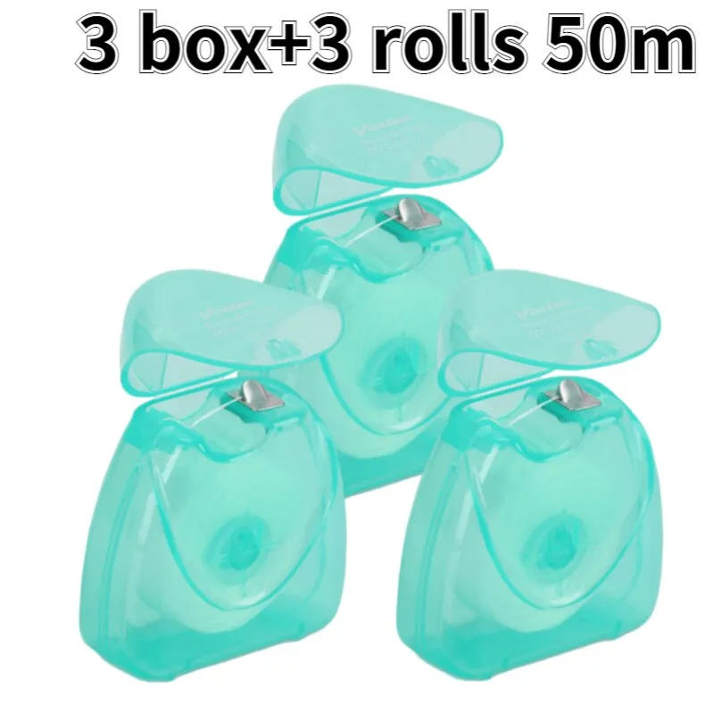 10 Rolls 50m Dental Flosser Spool Toothpick Dental Floss Tooth Cleaning Oral Hygiene Tooth Cleaning Wax Mint Floss 0ral irrigator