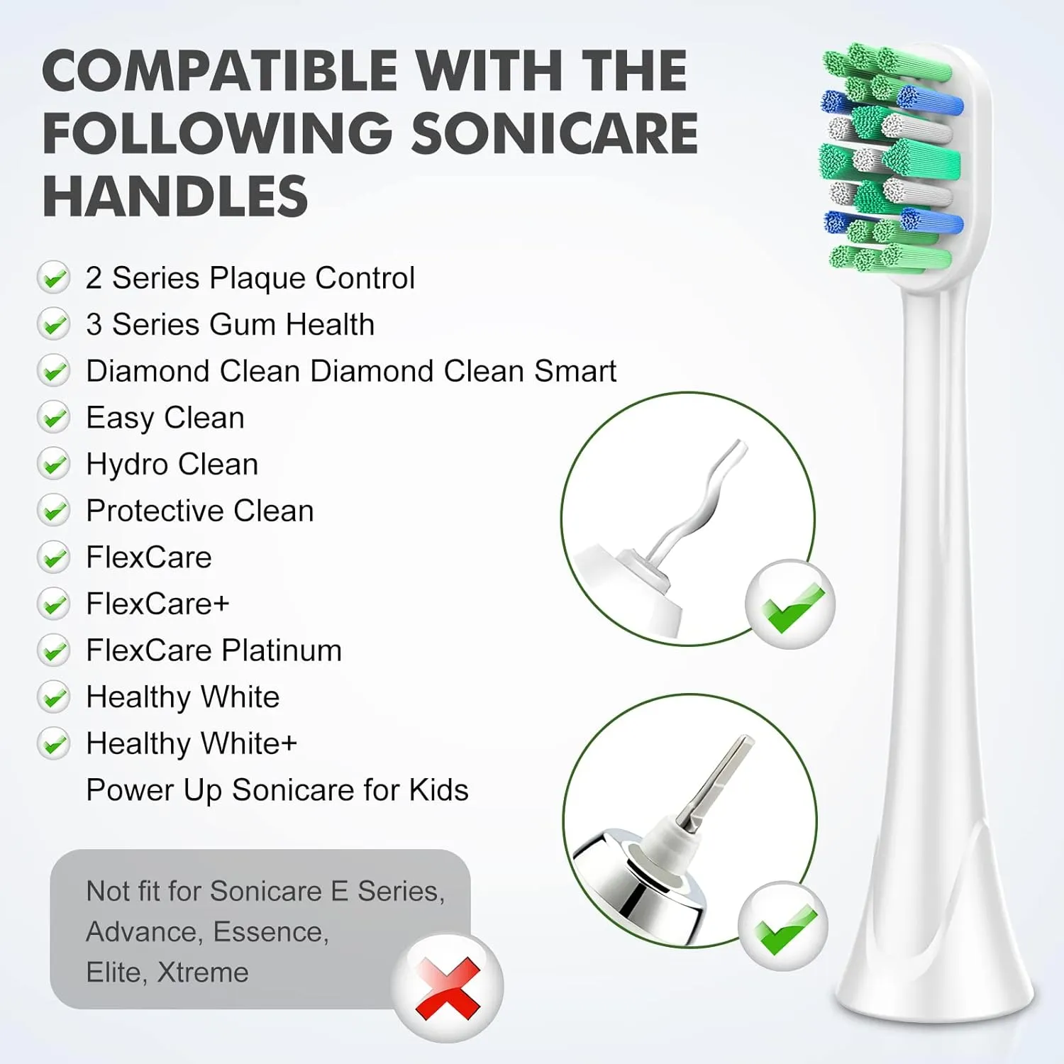 8Pcs Brush Heads for Philips Sonicare-Focused Cleaning