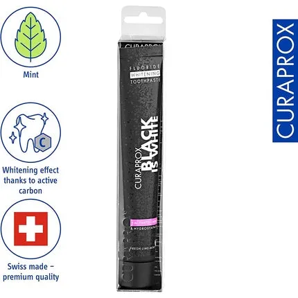 Black Is White Toothpaste 60 ml - Whitening Toothpaste with Activated Charcoal - Sls-Free Toothpaste without Microplastics without Triclosan and Fluoride , Curaprox