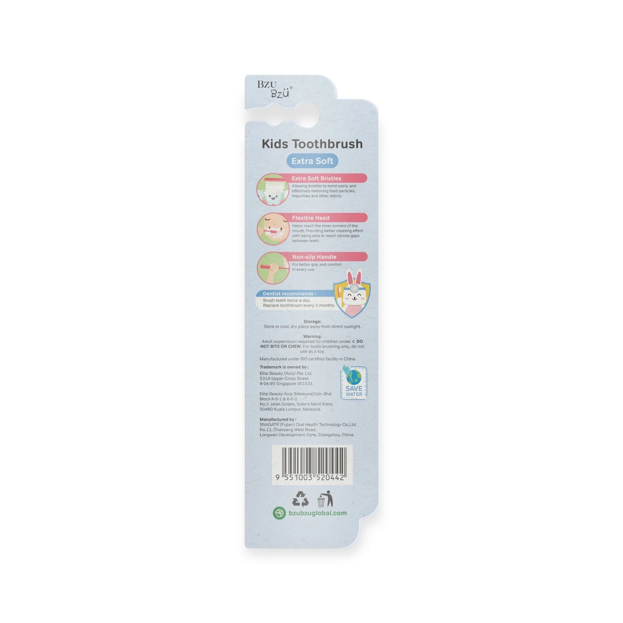 BzuBzu Kids Toothbrush For 8  Years Twin Pack