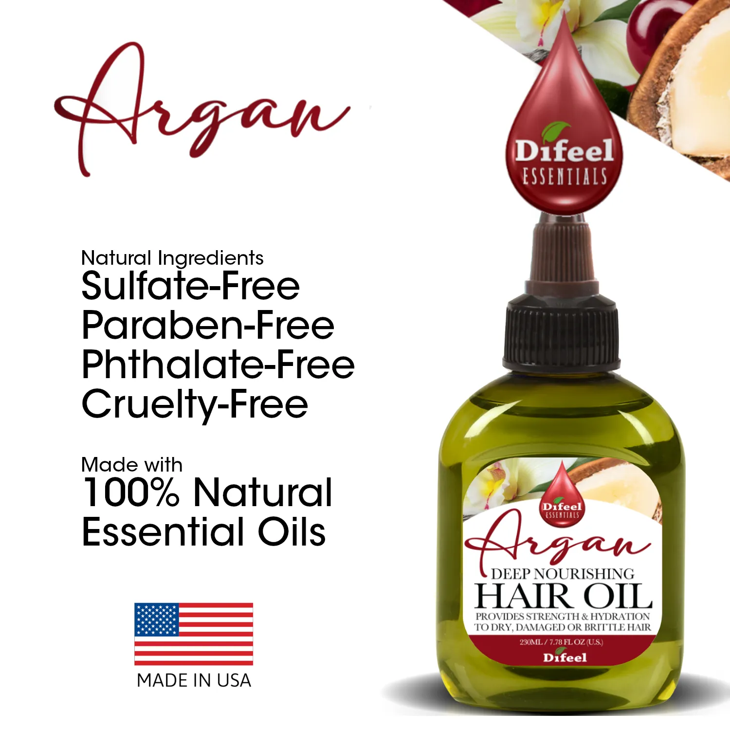 Difeel Essentials Deep Nourishing Argan Hair Oil 2.5 oz.