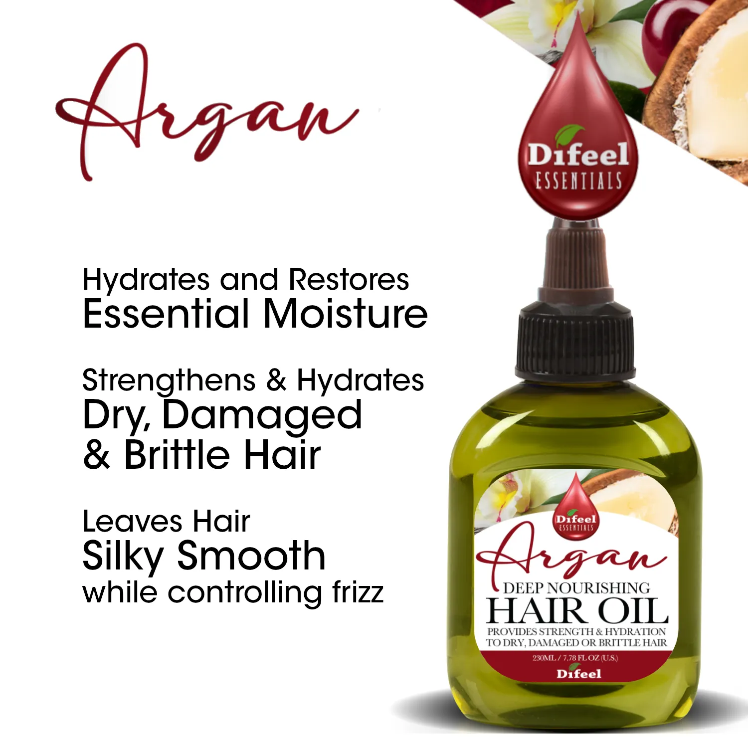Difeel Essentials Deep Nourishing Argan Hair Oil 2.5 oz.