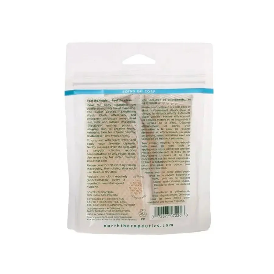 Earth Therapeutics Super Loofah Exfoliating Wash Cloth 1 Box