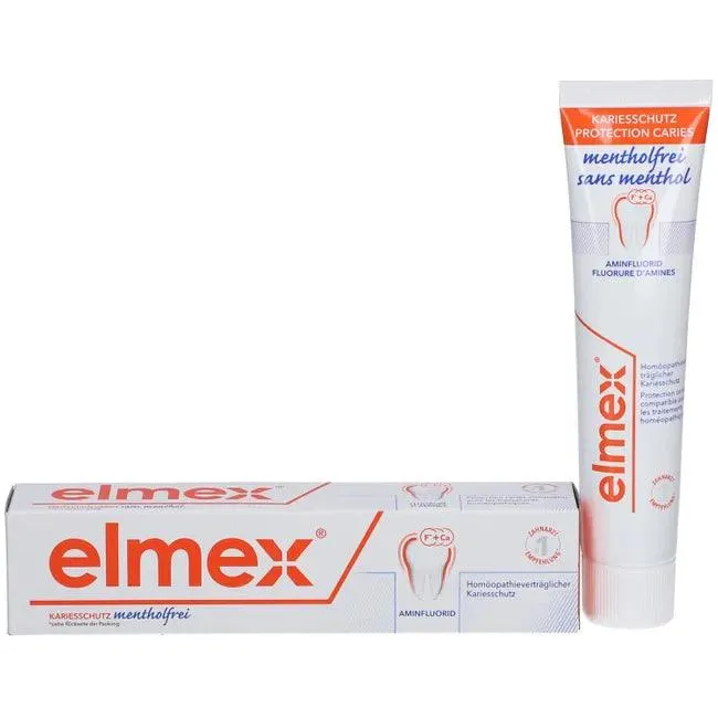 ELMEX menthol-free toothpaste with folding box