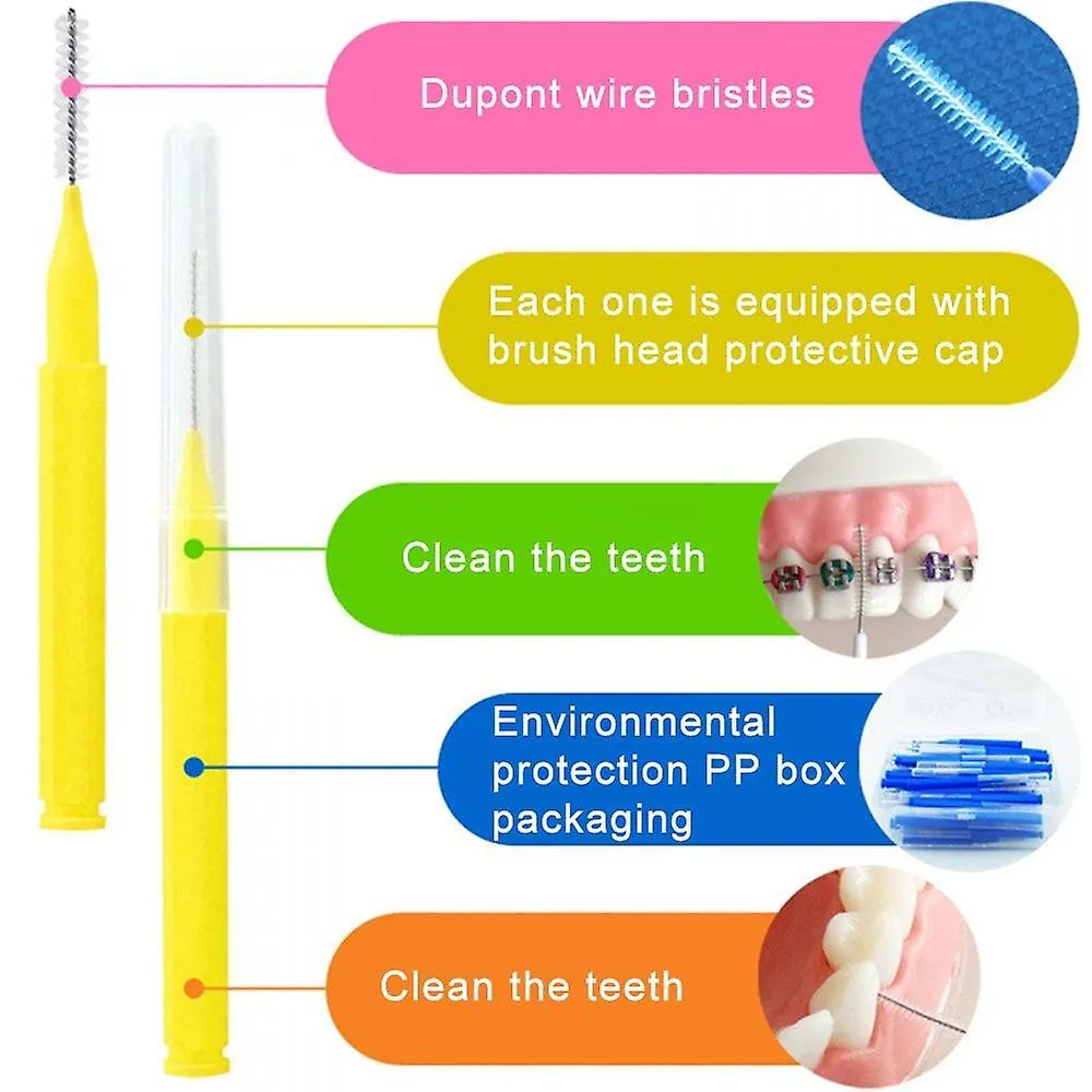 Green 60pcs L Shaped Interdental Brush Floss Interdental Cleaners Orthodontic Dental Teeth Brush Toothpick Oral Care Tool