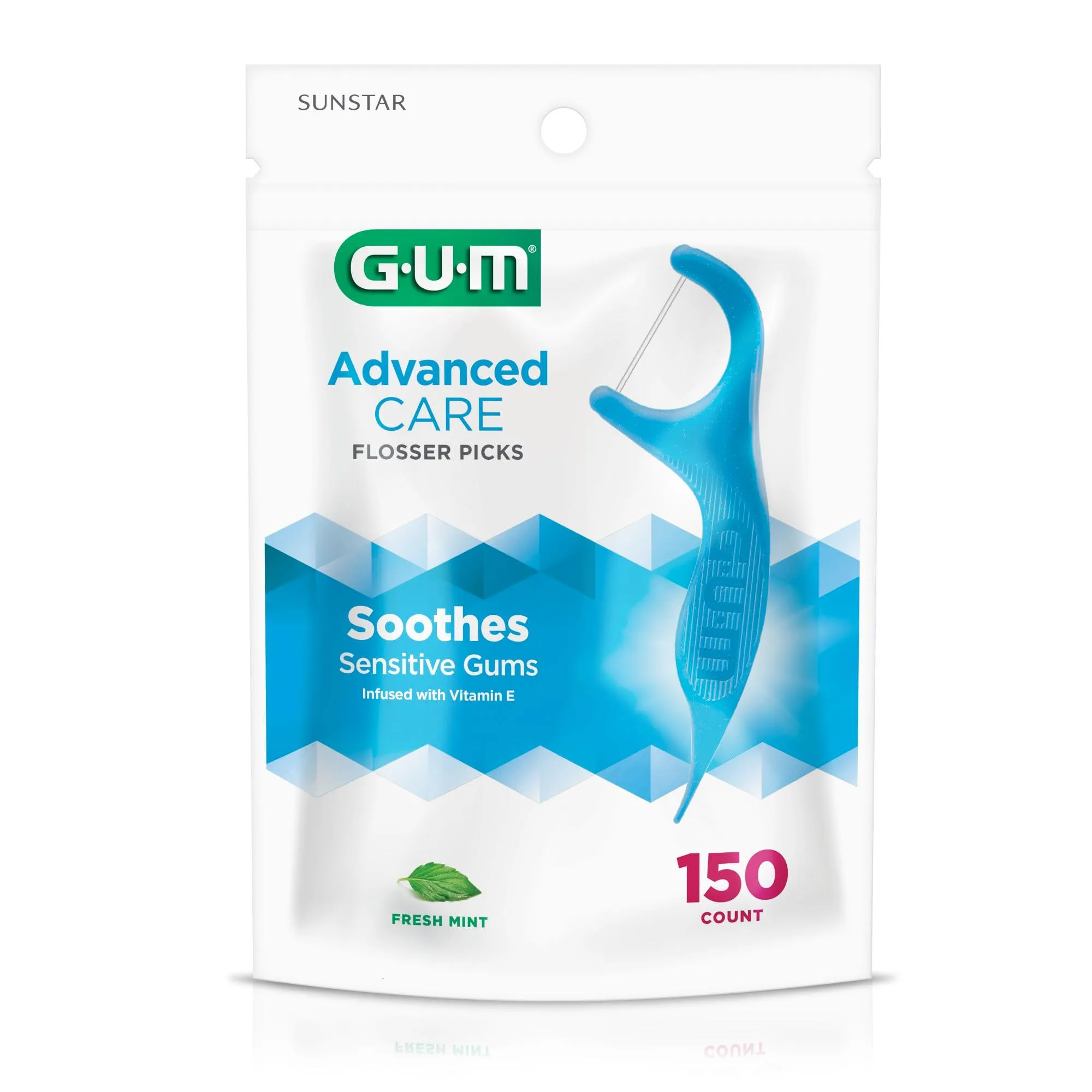 GUM Advanced Care Flossers, Fresh Mint, Vitamin E & Fluoride, 150 Count
