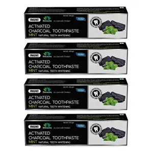 Jagat Devsutra Dr. Trusted Ayurvedic Herbal Activated Charcoal Toothpaste for Effective Teeth Whitening - 100% Natural Mint Flavored Formula, Fluoride-Free & Free from Artificial Colors - Set of 4 (100g each)