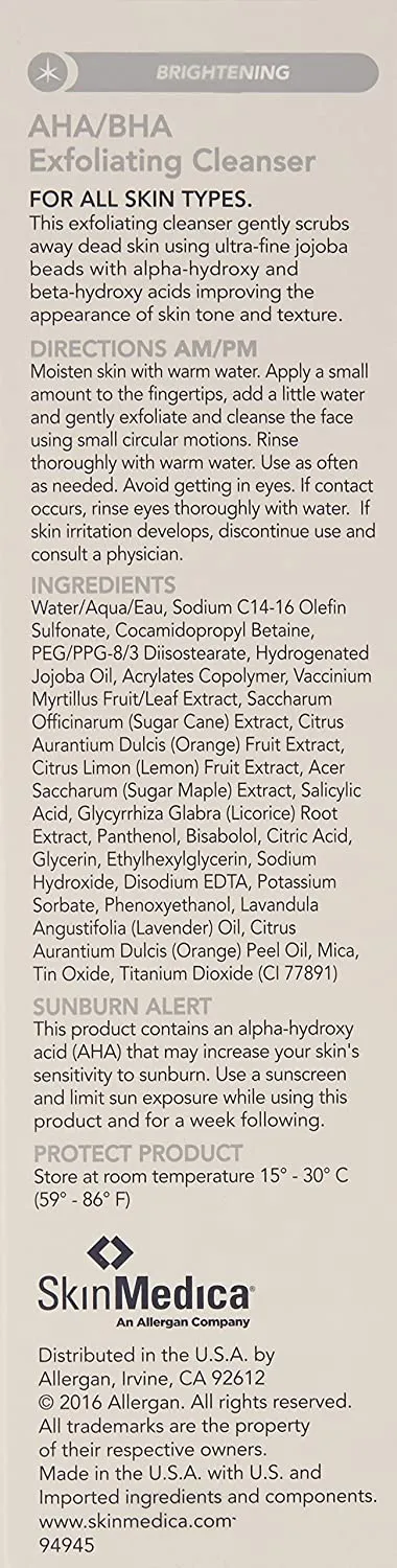 SkinMedica AHA BHA Exfoliating Cleanser 6.0 oz