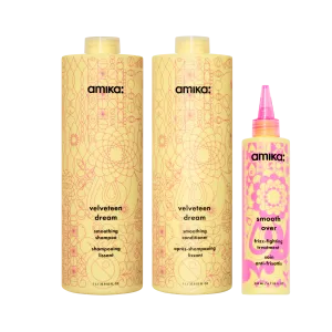 super-sized smoothing set | velveteen dream smoothing shampoo   conditioner   smooth over frizz-fighting treatment